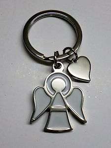 Schlüsselanhänger Engel mit Herz Angel weiß lackiert Schutzengel 