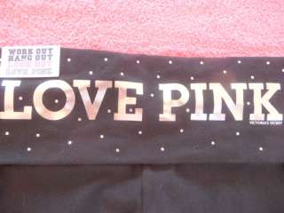 NWT Victorias Secret PINK LOVE PINK Bling Rhinestone Foldover Yoga 