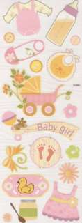 Special Moments Newborn Baby Girl Announcement Stickers  