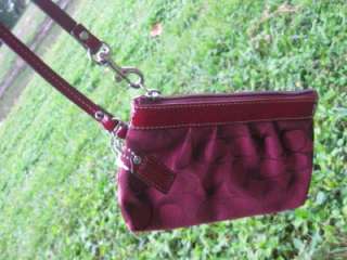 Coach Signature Crimson Red or Silver Wristlet Wallet NWT $78 F43434 