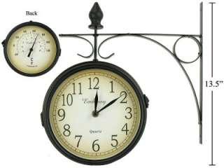 Outdoor Train Station Style Clock, Time on one side, Temp. on the 