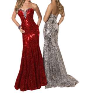 Sexy Shinning Sequins Prom Party Gown Evening Dress  