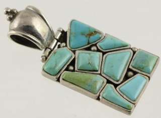925 Sterling Silver and Pave Turquoise Stones Hinged Pendant  