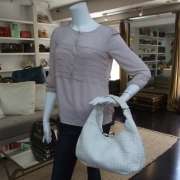 BOTTEGA VENETA Woven Leather Campana Bag Purse White  