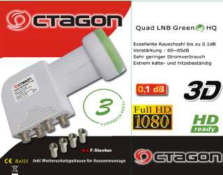 QUAD LNB OCTAGON Digital 0,1 dB HDTV + 3D für 4 Teilnehmer Switch 