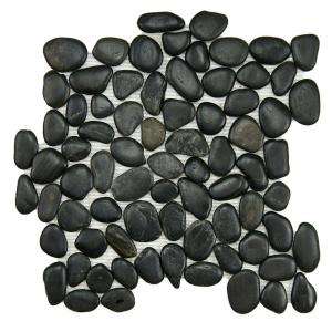  Tile Riverstone Black 12 in. x 12 in. Natural Stone Mosaic Floor 