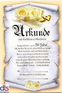 Glückwunschkarte Urkunde Goldene Hochzeit 50 Jahre  