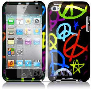POD TOUCH 4 COLORFUL PEACE SIGN HARD CASE+SCREEN  