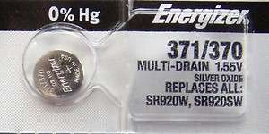   371/370 SR920W, SR920SW 1.55v Silver Oxide 0% Mercury Watch Battery