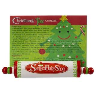 Grasslands Road Christmas Tree Cookies Rolling Pin Recipe Card Holder 