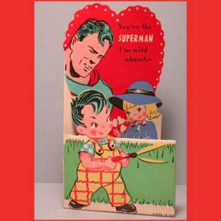 1940 Vintage Valentine Card EARLY SUPERMAN INC Rare DC COMICS 