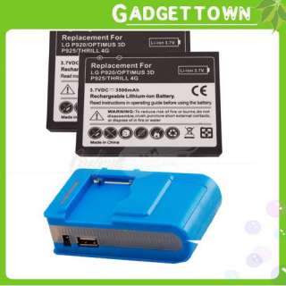 3500 mAh Extended Cell Phone Battery+ Wall Charger for For LG 