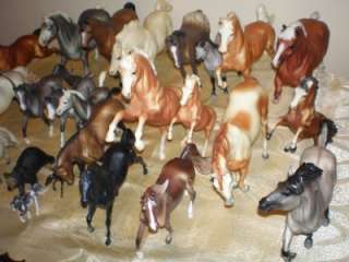 LOT OF 24 BREYER HORSES & A BEAR DIFFERENT SIZES & COLORS MADE IN THE 