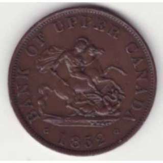 Upper Canada PC 5B1 1852 1/2 Penny Grades Extra Fine  