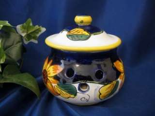 DERUTA ITALY Italian Pottery TUSCAN SUNFLOWER GARLIC Jar Garlic Keeper 