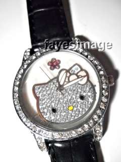 Hello Kitty Crystal Quartz Wrist Watch BLACK Xmas Gift  