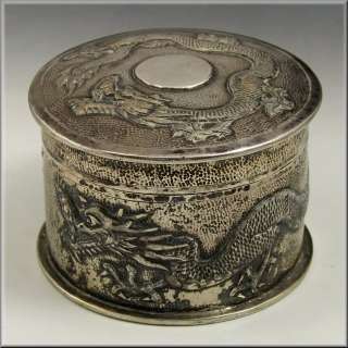 Tuck Chang Chinese Export Silver Box w/ Relief Dragon  