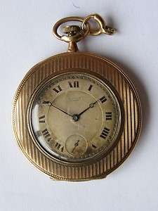 Antique Art Deco Plojoux Geneve Swiss 14k Gold pocket watch.Ultra thin 