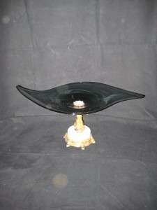   Authentic Large Italian Footed Compote bronze marble Stand Centerpiece