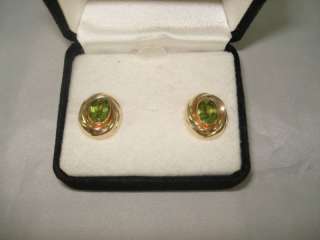 14kt Yellow Gold Peridot Earrings August Birthstone  