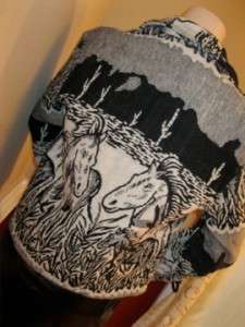   Mustang Horse Jacket Tapestry Size Medium Short Western Black Grey