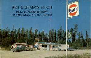   MOUNTAIN BC Art & Gladys Fitch GULF GAS PUMPS STATION Old PC  