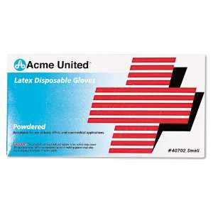  Acme United  Disposable Latex Gloves, Lightly Powdered 