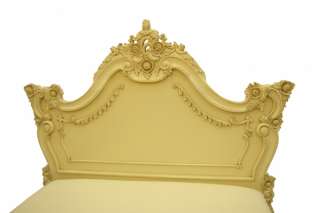 French Style Furniture Ivory cream White Carved Bed King Size Ornate 