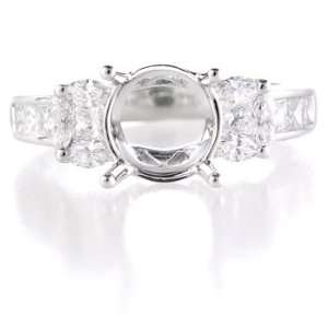  Diamond & 18k White Gold Engagement Ring Mounting Jewelry
