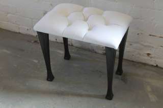 Dressing Table Stool in a White Dralon Buttoned Top  