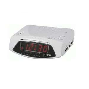  O Jwin Electronics O   Am/Fm Alarm Clock Radio Wht Office 