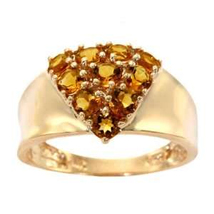   14K Yellow Gold Triangle Cluster Ring Citrine, size5 diViene Jewelry