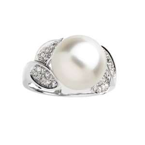  White Gold 3/8 ct. Diamond and Paspaley South Sea Cultured Pearl Ring