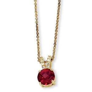  Sterling Silver Gold Plated CZ & Ruby Pendant Arts 