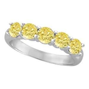   Stone Fancy Yellow Canary Diamond Anniversary Ring 14k White (1.50ct