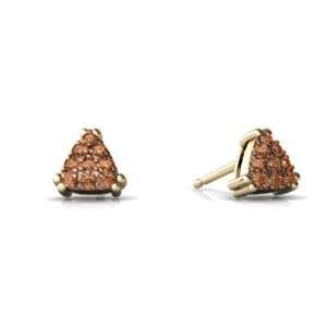  14K Yellow Gold Cognac Diamond Stud Earrings Jewelry