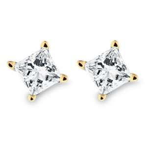   Gold Princess Cut Diamond Stud Earrings (1/2ctw, H I, SI2) Jewelry
