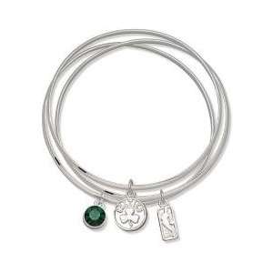   Boston Celtics Bangle Bracelet Set W/ Green Crystal 