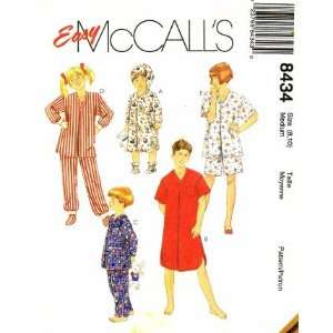  McCalls 8434 Sewing Pattern Boys Girls Pajamas Nightshirt Hat 