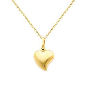 14K Yellow Gold Medium Heart Charm Pendant with Yellow Gold 0.9mm Oval 