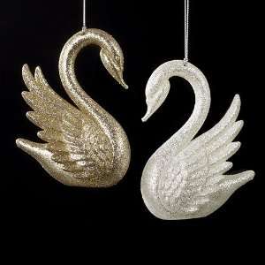   of Elegance Golden Glittered Swan Christmas Ornament