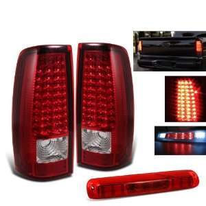   02 Silverado Sierra Red LED Tail Lights+third Brake Light Automotive
