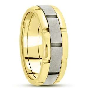  6.0 Millimeters Reverse Two Tone Wedding Ring 18Kt Gold 