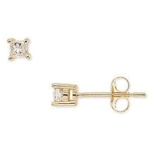  1/4 Carat Princess Cut Diamond 14K Gold Stud Earrings 