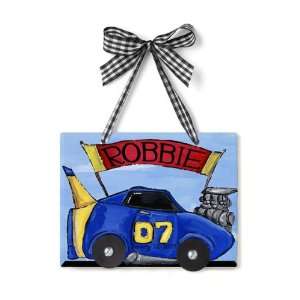  Hand Painted Name Plaque   Race Car Baby