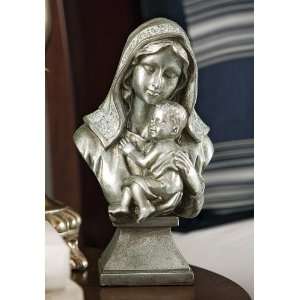  Silver Finish Religious Mary & Baby Jesus Collectible Statue 