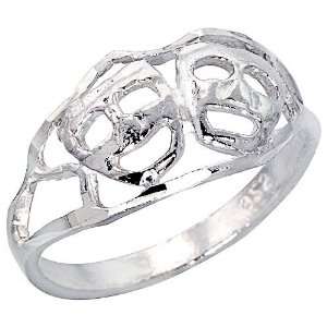 Sterling Silver Wedding & Engagement Ring Double Mask Band 