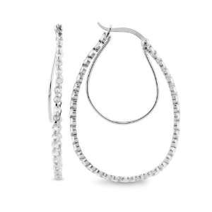    Sterling Silver White Sapphire Double Hoop Earrings Jewelry