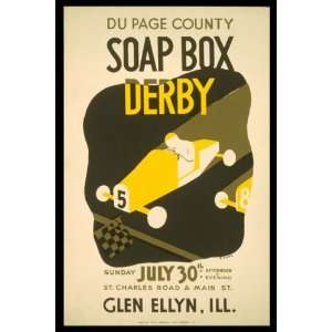 CAR RACE SOAP BOX DERBY GLEN ELLYN ILLINOIS AMERICAN US USA VINTAGE 