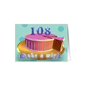 108th Birthday make a wish Pink cake polka dot stripes single layer 